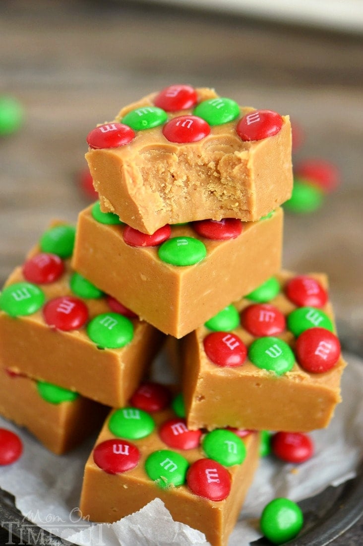 peanut butter fudge recipe with a bite taken