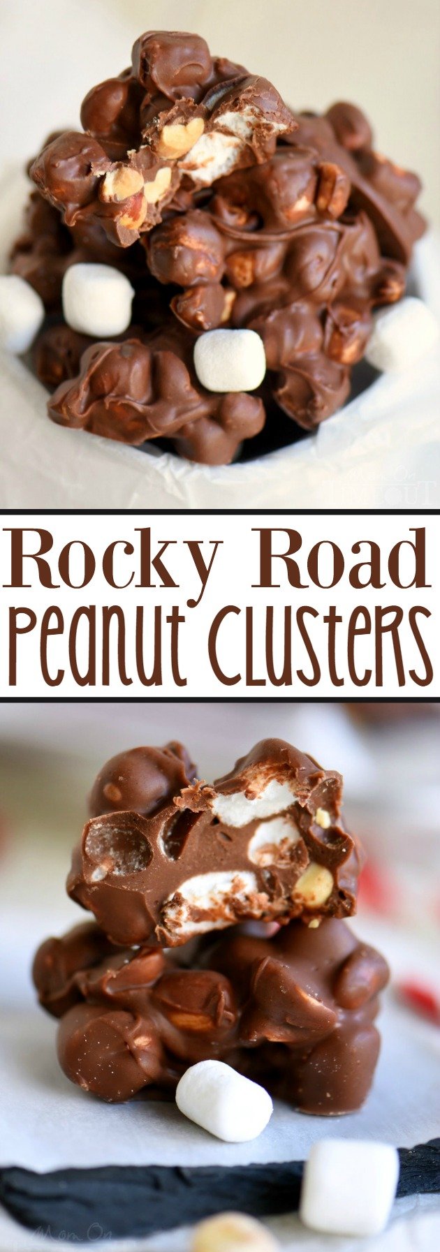 Rocky Road Peanut Clusters are made in the microwave and use only FIVE ingredients. A simple, delicious, easy candy recipe that everyone will enjoy!