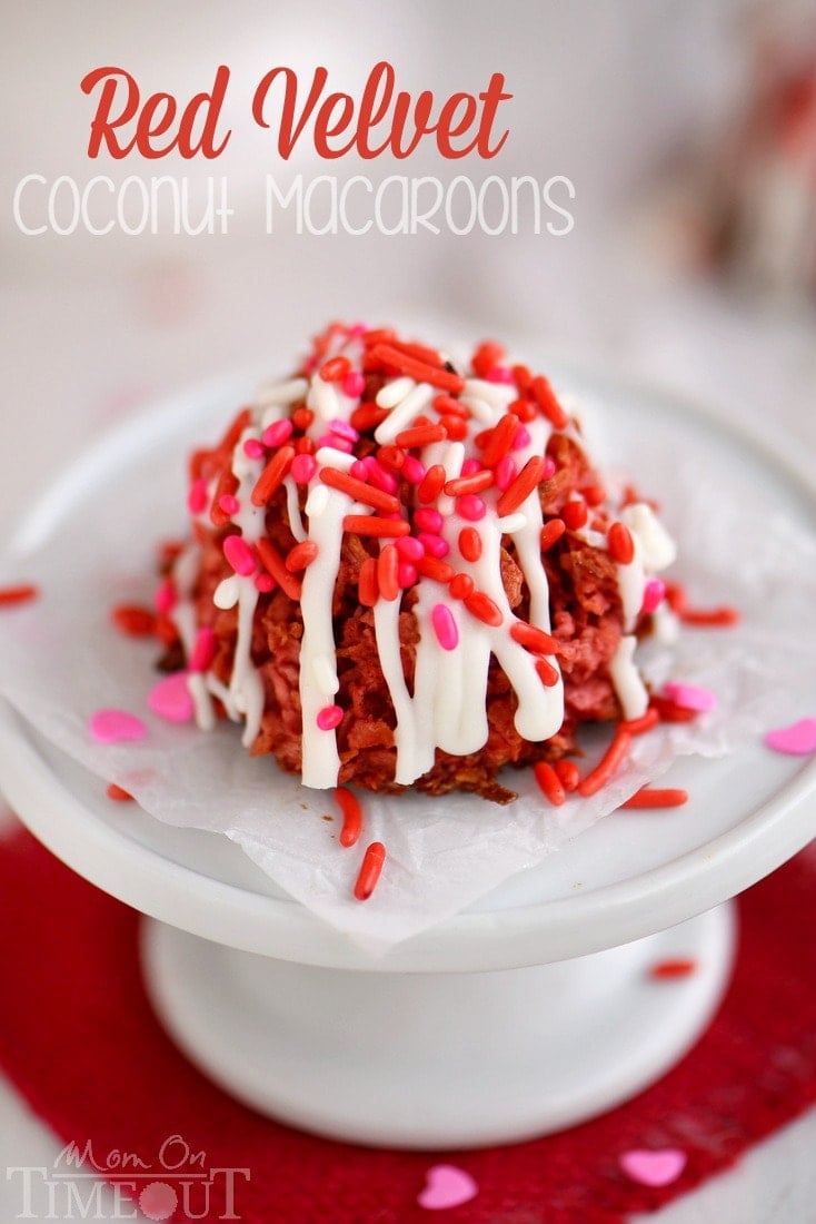 Easy and delicious, these Red Velvet Coconut Macaroons are a beautiful treat just in time for Valentine's Day!