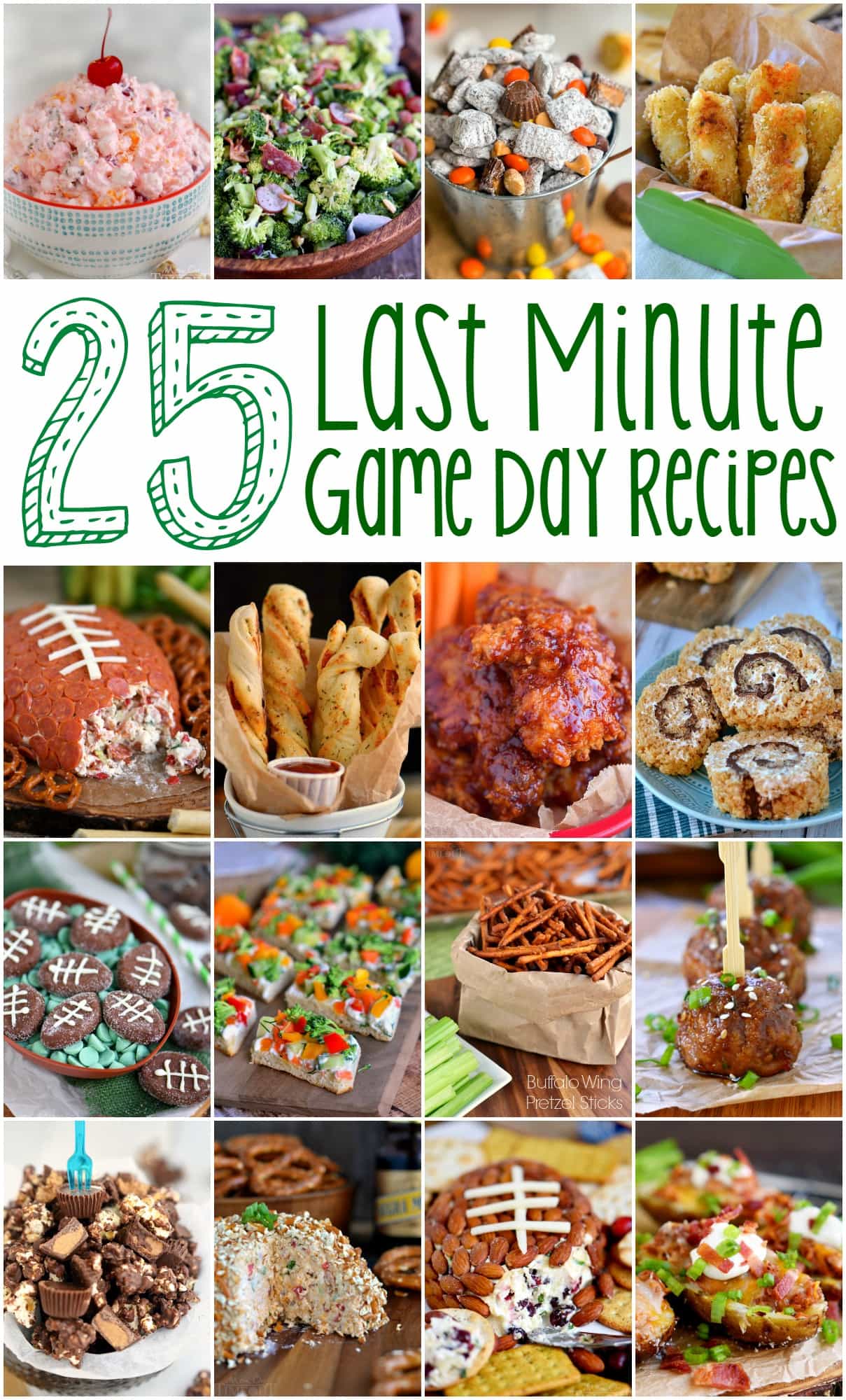 For those of you who procrastinate like I do...25 Last Minute Game Day Recipes that require minimal ingredients and time! Sweets, savory, snacks - you'll find it all here!