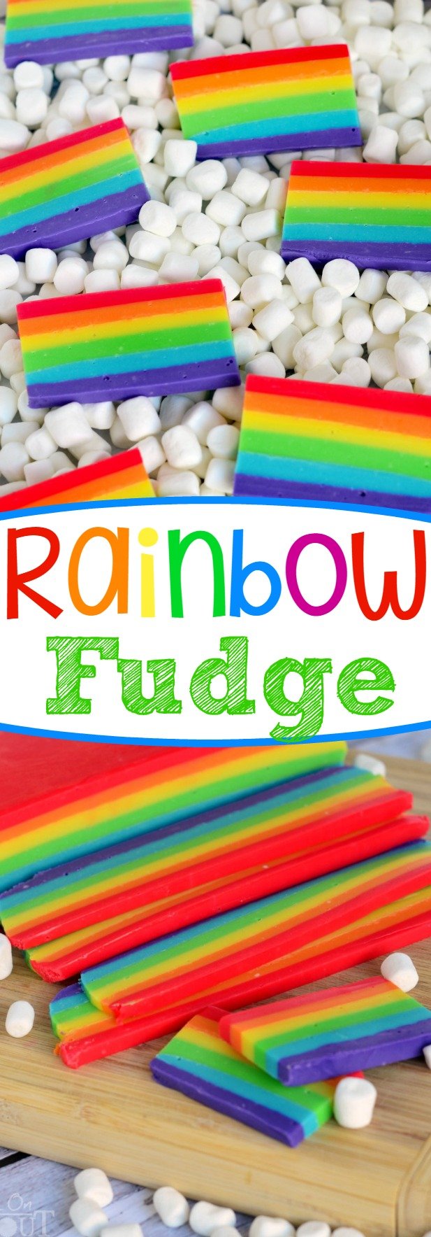  love how perfect this Easy Rainbow Fudge is for St. Patrick's Day, but it's also great for birthdays and for days when rainbows are a must. Best served on marshmallow clouds.