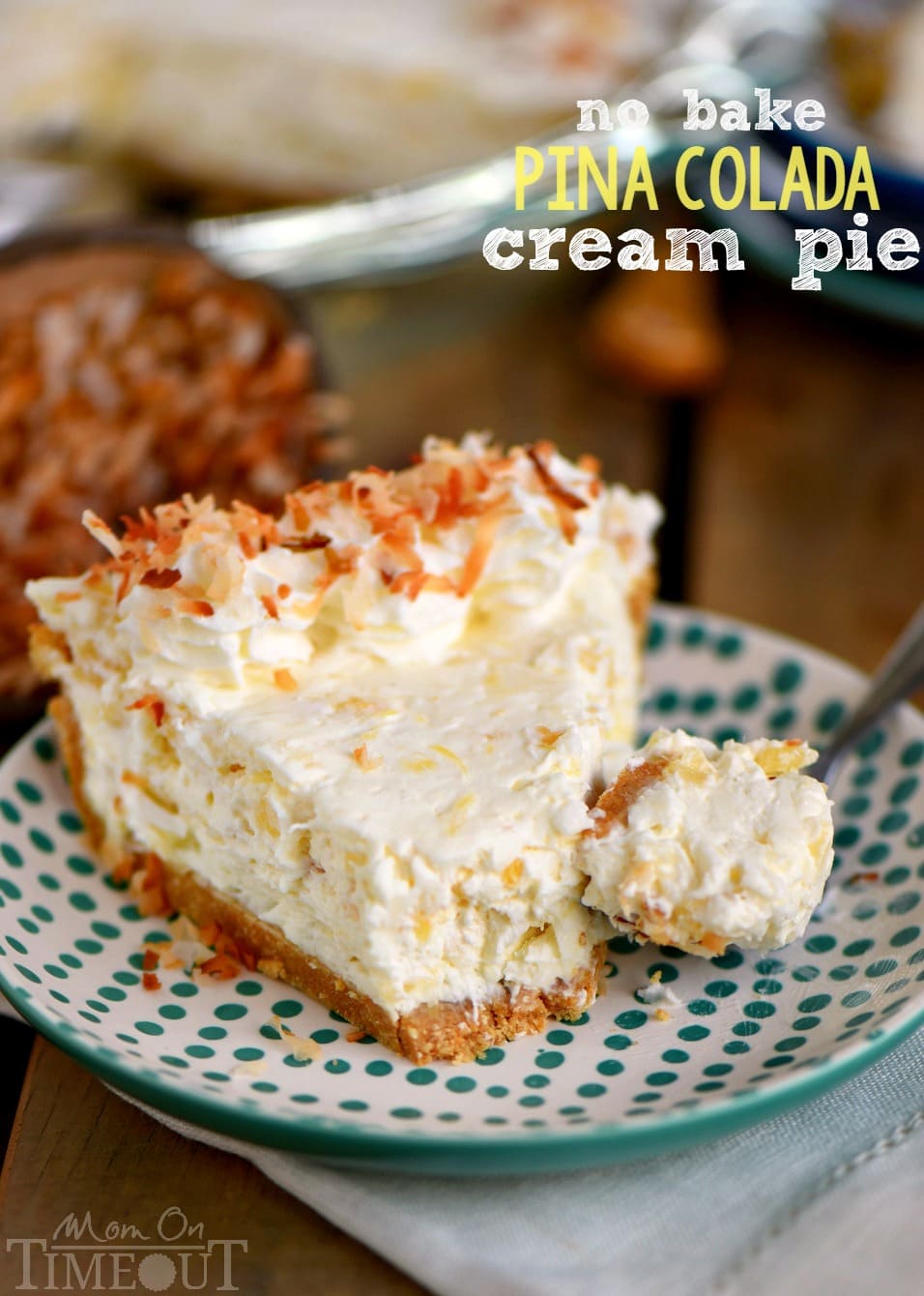 no bake pina colada cream pie