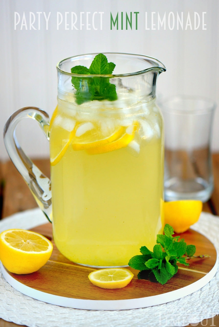 This Party Perfect Mint Lemonade is the best way to cool off on a hot day! So wonderfully refreshing and easy to make, it's going to be a hit at your next party! | Mom On Timeout