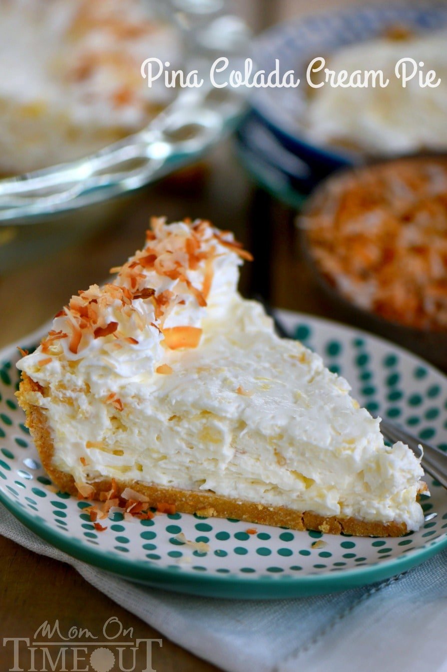 slice of pina colada cream pie