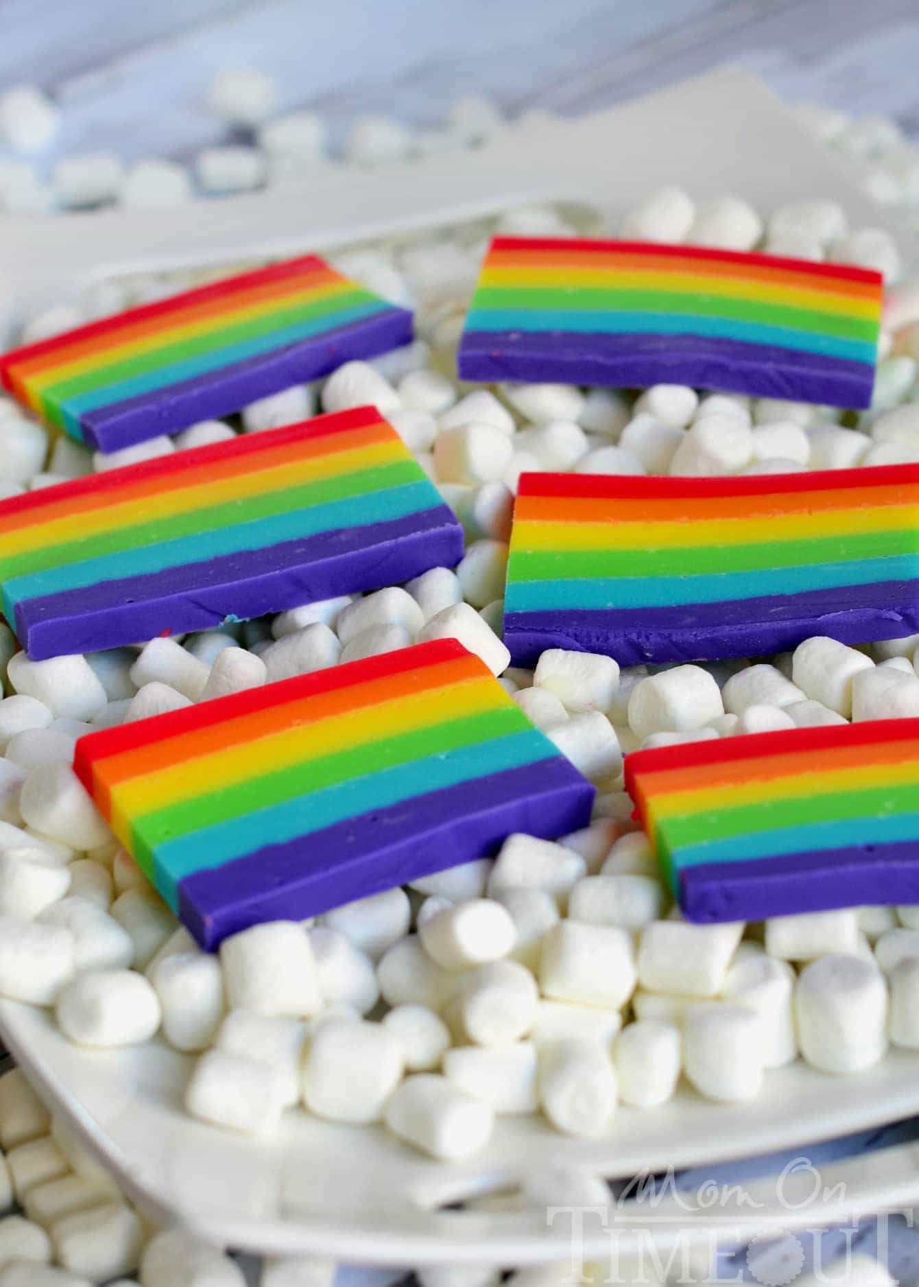  love how perfect this Easy Rainbow Fudge is for St. Patrick's Day, but it's also great for birthdays and for days when rainbows are a must. Best served on marshmallow clouds.