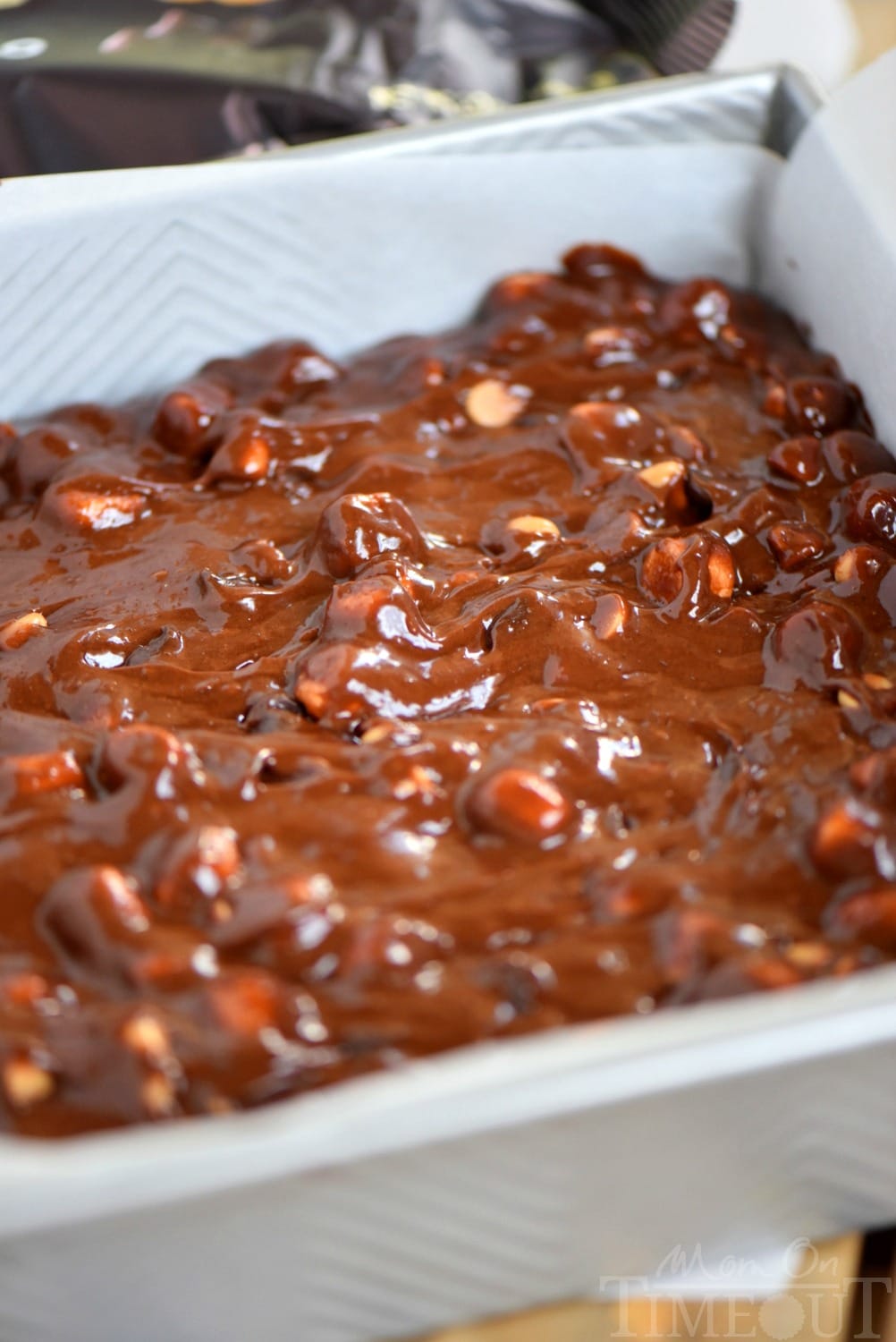 brownie batter in a pan