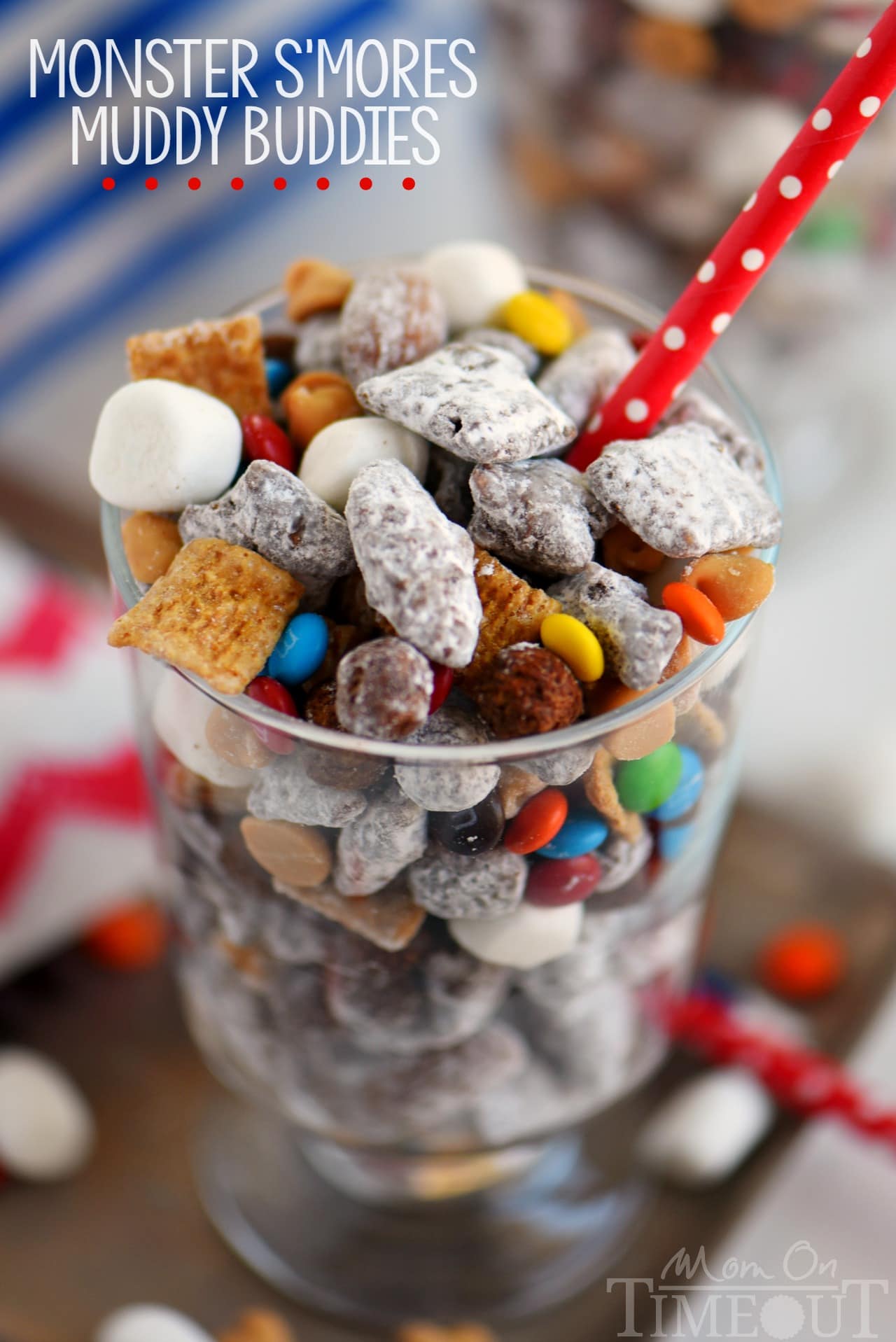 These Monster S'mores Muddy Buddies are the ultimate snack mix! Filled with all sorts of goodies like roasted almonds, peanut butter, and marshmallows - this sweet treat is hard to resist!