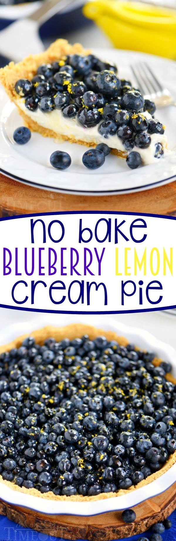 Get ready to wow your taste buds with this easy No Bake Blueberry Lemon Cream Pie! It's a party in your mouth! A secret ingredient adds loads of tart, fresh, lemon flavor that's impossible to resist!