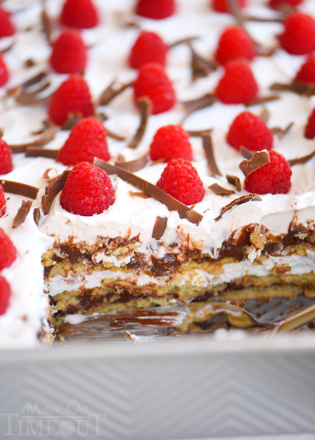 Because summer is too short to not eat cake...Keep the oven off and enjoy this Skinny Chocolate Raspberry Icebox Cake today! This easy dessert recipe is perfect for hot summer days AND swimsuit season! Comes together in no time and trust me, it will be the star of the show!