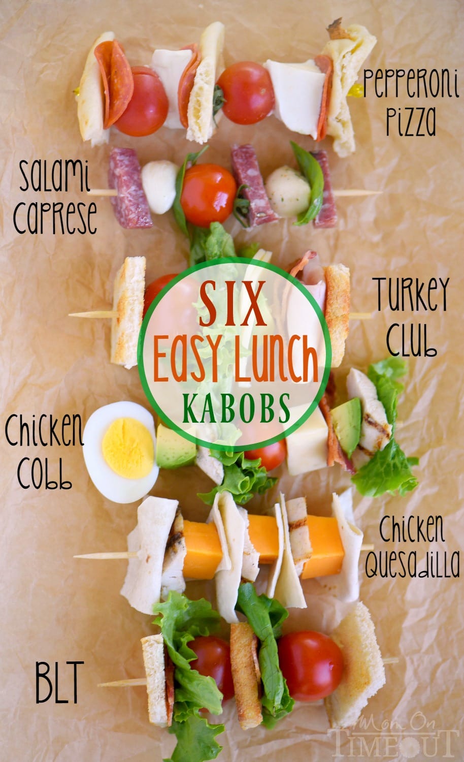 Six Easy Lunch Kabobs that are perfect for back to school! Keep your kids interested and excited for lunch each day with these fun kabobs!