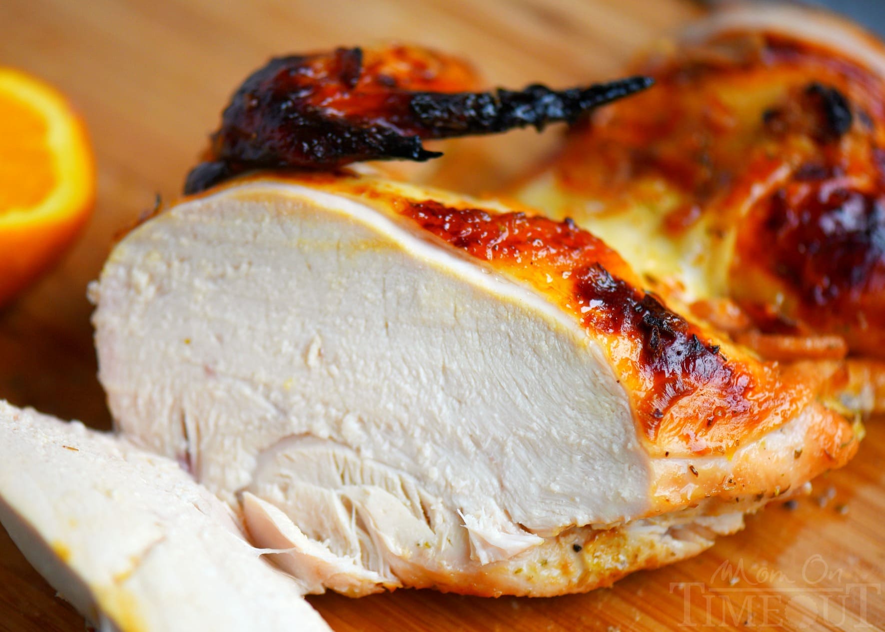 This Citrus Glazed Roast Chicken boasts robust citrus flavors and the juiciest, most tender meat possible! Easy to prepare, only 45 minutes in the oven, and an incredible marinade is what sets this chicken apart from the rest! | Mom On Timeout