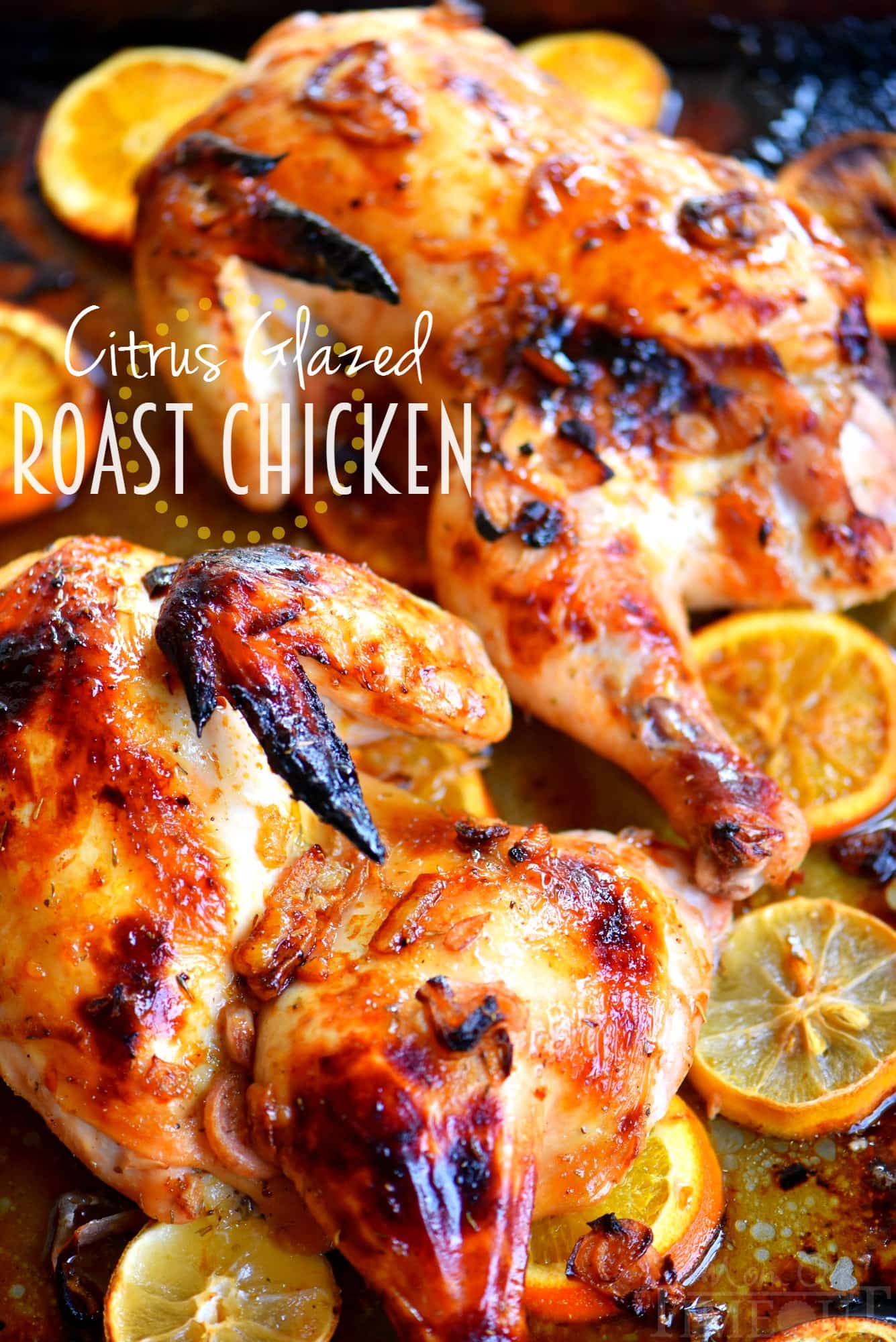 This Citrus Glazed Roast Chicken boasts robust citrus flavors and the juiciest, most tender meat possible! Easy to prepare, only 45 minutes in the oven, and an incredible marinade is what sets this chicken apart from the rest! | Mom On Timeout