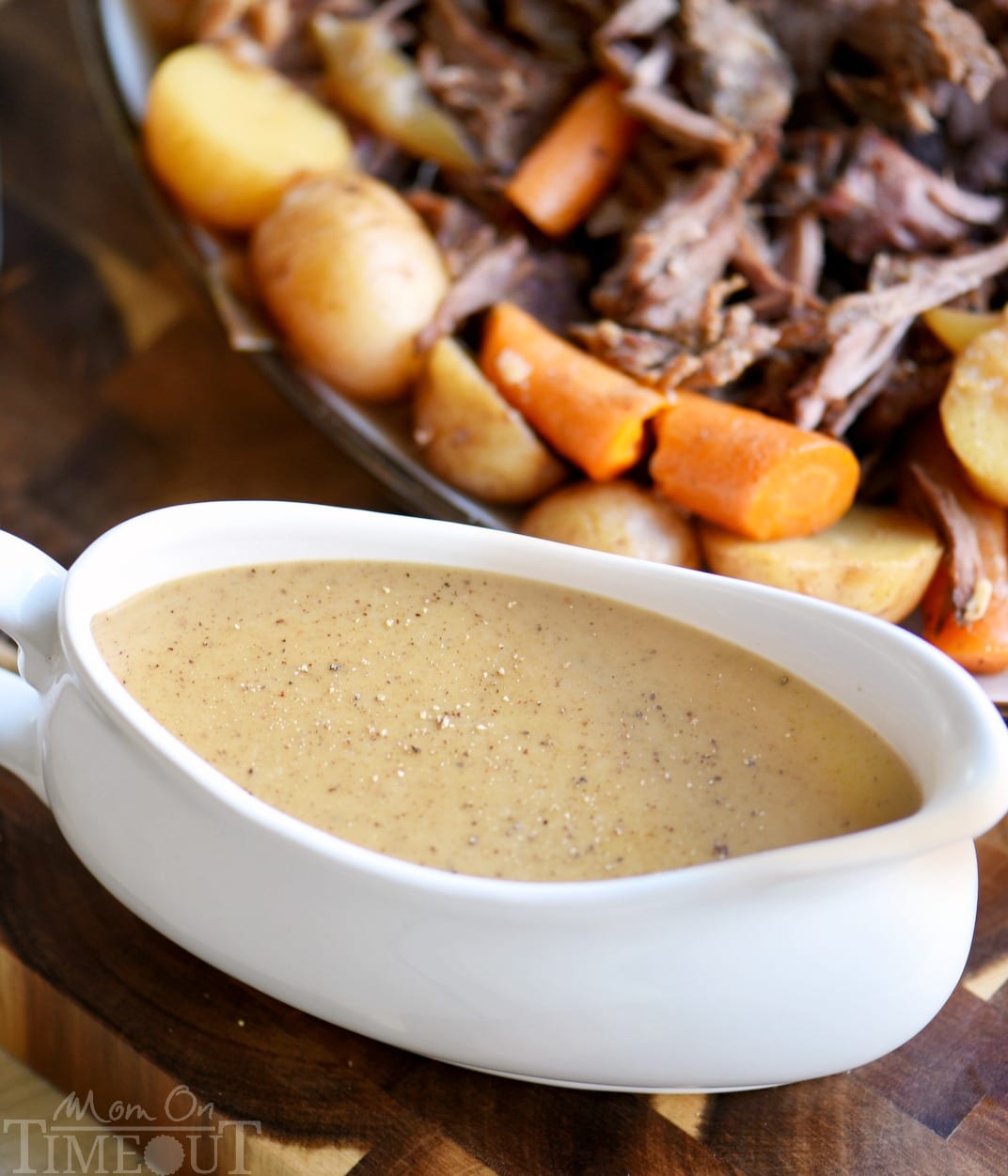 pot roast gravy in gravy boat