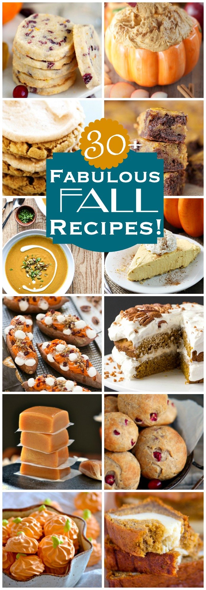 More than 30 FABULOUS FALL RECIPES to keep your tummy happy this season! Desserts, dinner, breakfast and more! Lots of great cranberry, pumpkin, and apple recipes right here for you to enjoy! // Mom On Timeout