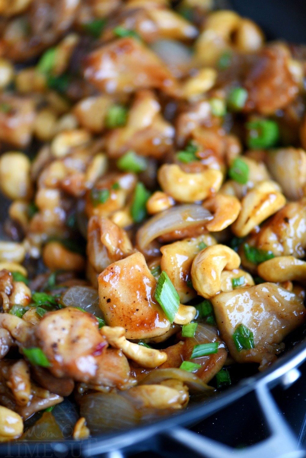 stir fry cashew chicken in skillet