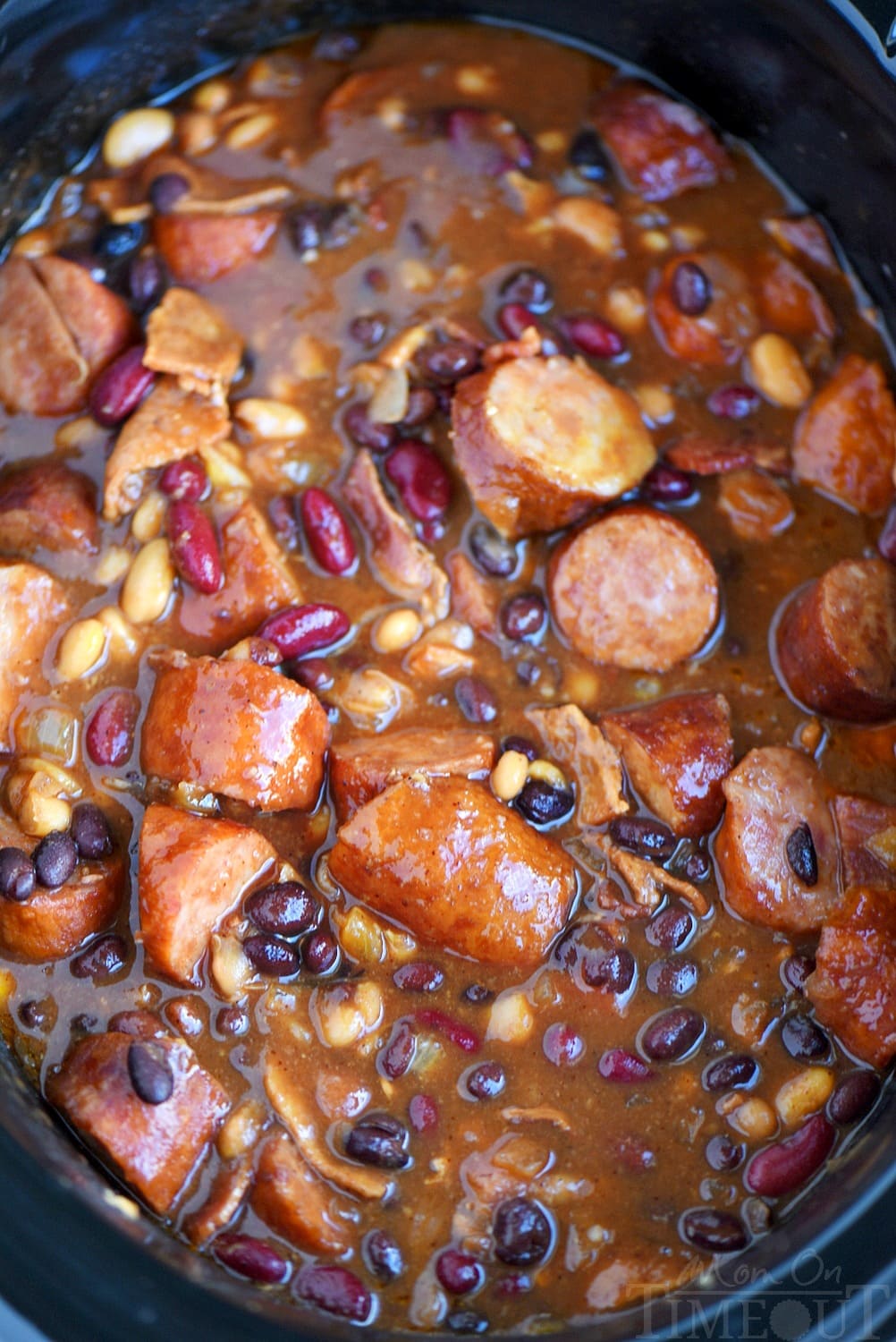 Slow Cooker Kielbasa and Barbecue Beans in crockopt