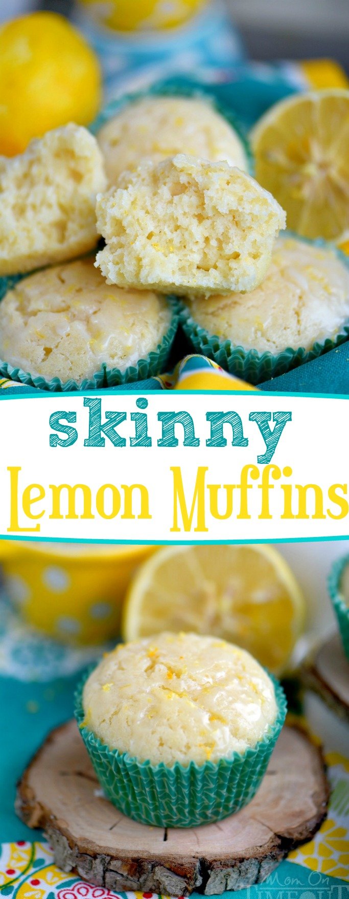 These Skinny Lemon Muffins are made with Greek yogurt, coconut oil and plenty of lemon zest for a fabulous bright, lemon flavor! So tender and moist, these muffins are a great way to start to your day! // Mom On Timeout