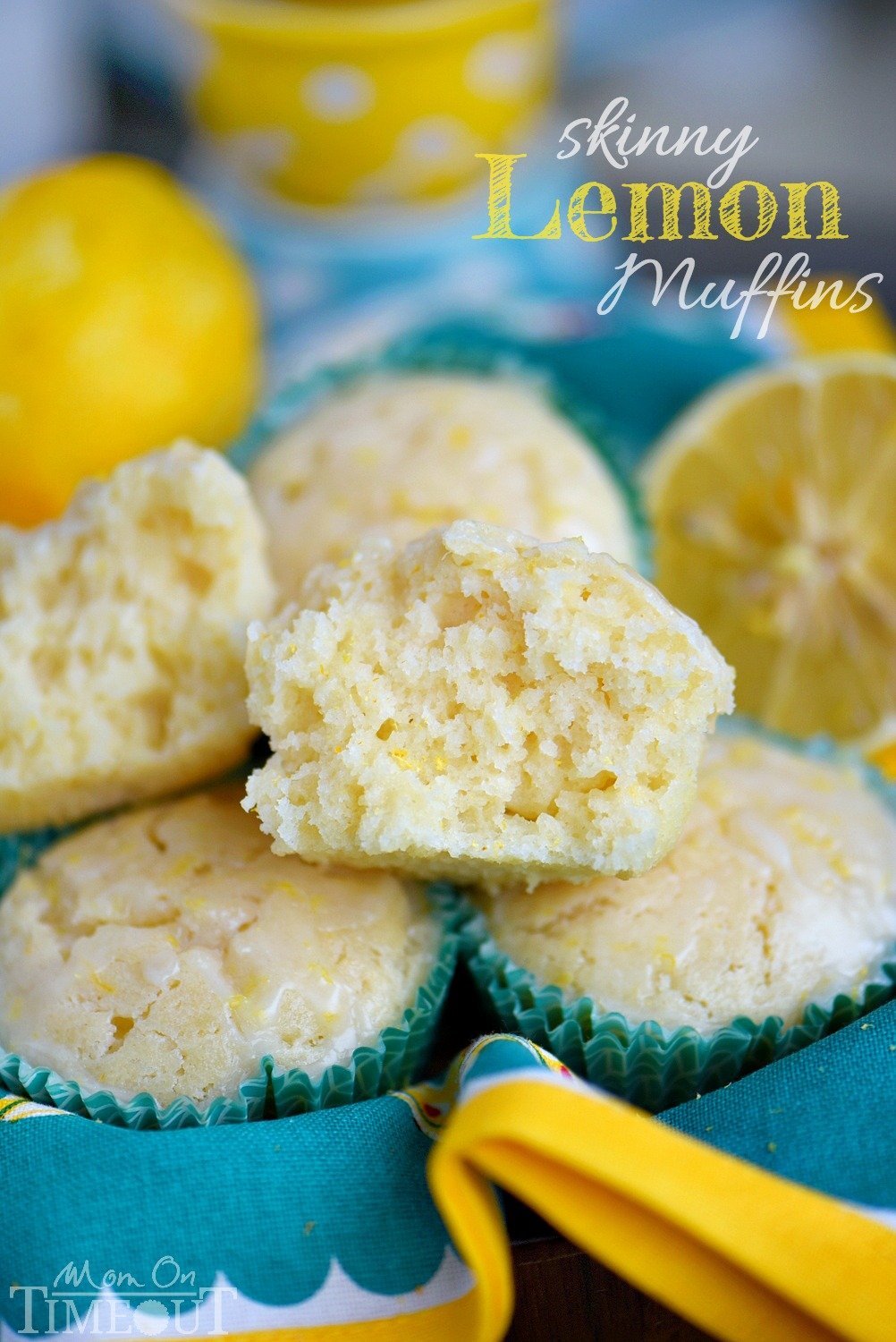 These Skinny Lemon Muffins are made with Greek yogurt, coconut oil and plenty of lemon zest for a fabulous bright, lemon flavor! So tender and moist, these muffins are a great way to start to your day! // Mom On Timeout