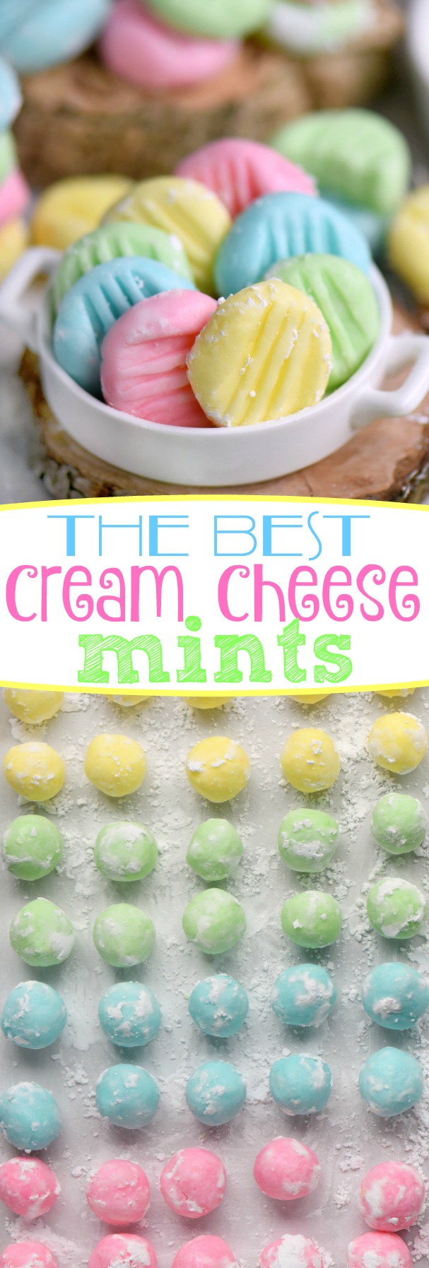 The BEST Cream Cheese Mints you'll ever try! This incredibly easy recipe yields the most delicious, luscious, melt-in-your-mouth cream cheese mints around! Make them in any color you like! Perfect for Easter, baby showers, weddings, and more! // Mom On Timeout