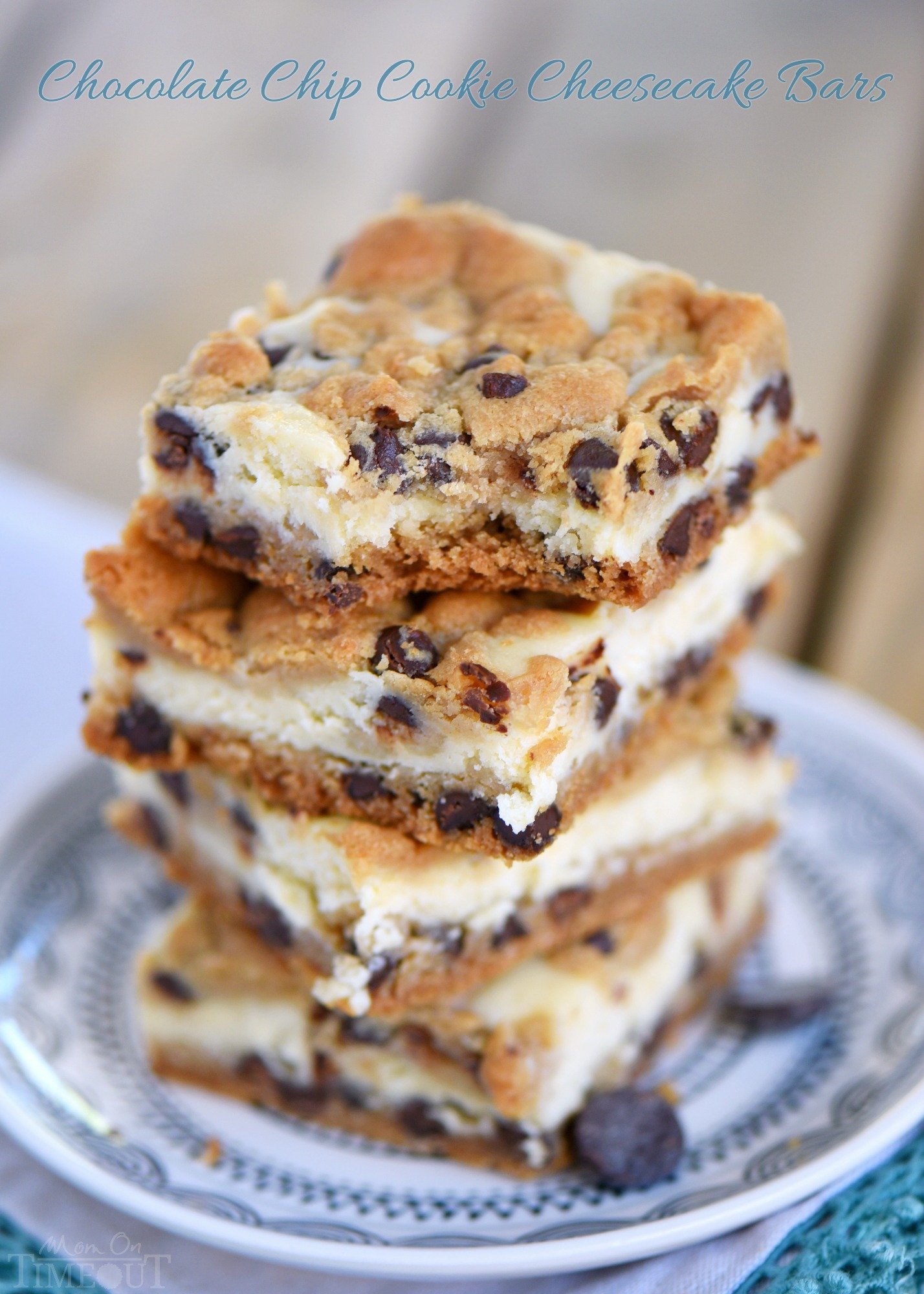 Chocolate Chip Cookie Cheesecake Bars - Mom On Timeout