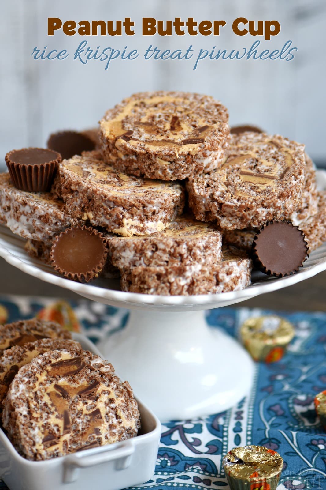 Peanut Butter Cup Rice Krispie Treats Pinwheels