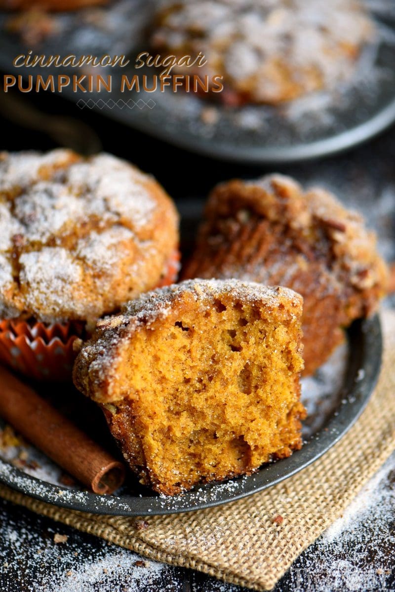 pumpkin muffins with cinnamon sugar pecan topping on plate