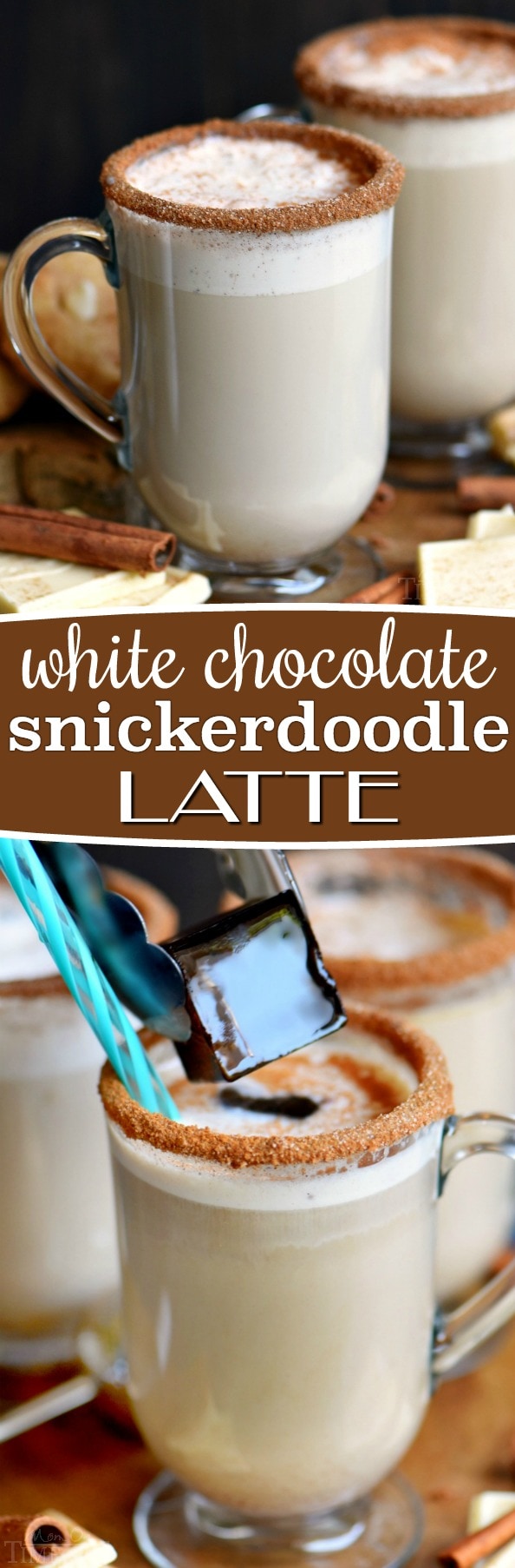 This White Chocolate Snickerdoodle Latte will delight your taste buds and all from the convenience of your own home! Making your own coffeehouse style latte has never been easier or more delicious! Make it hot or iced with my favorite iced coffee trick... // Mom On Timeout