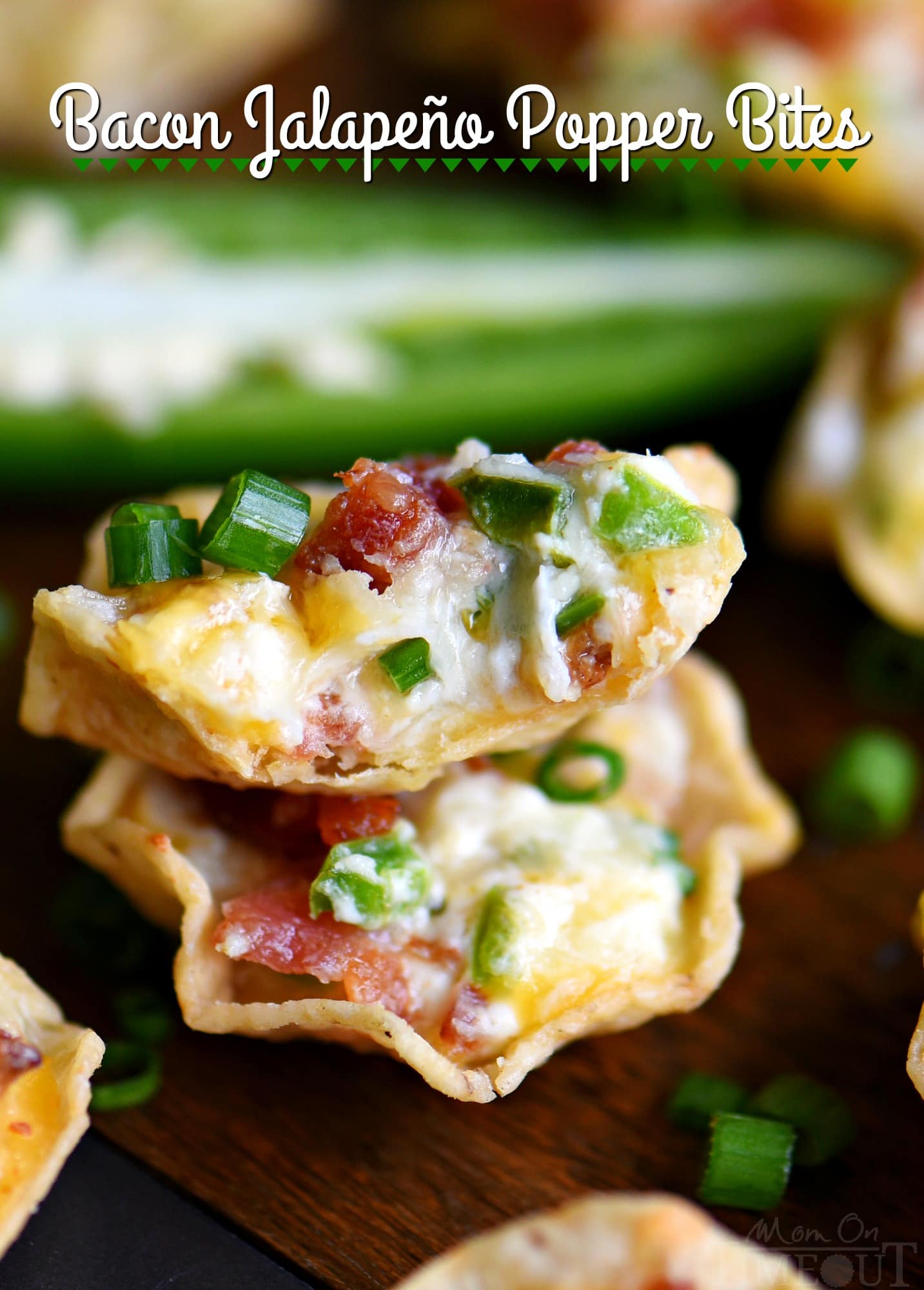 These Bacon Jalapeño Popper Bites are the ULTIMATE appetizer! Cheesy, creamy, spicy, bite-sized and did I mention loaded with bacon?? Sure to be the hit of your next party! // Mom On Timeout #ad @FritoLay #mingleinabox #sweepstakes