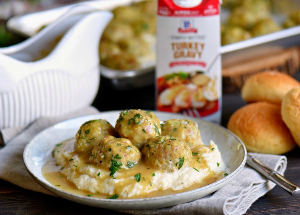 The Best Turkey Meatballs With Herbed Gravy Mom On Timeout