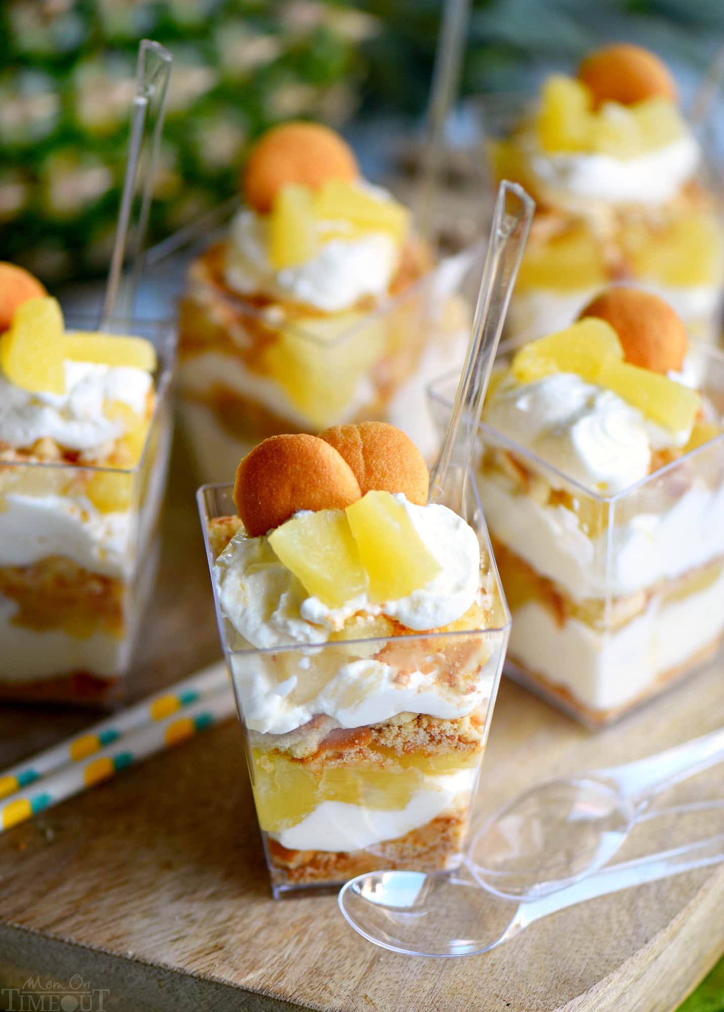 These Mini Pineapple Cheesecake Trifles are loaded with pineapple flavor! Perfect for an after-school snack, dessert, or party! 