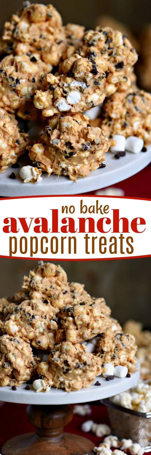 No Bake Avalanche Popcorn Treats are a must-make for the holiday season and the perfect addition to cookie trays! Peanut butter, popcorn, marshmallows and chocolate chips combine for an easy, no bake treat that everyone will love! // Mom On Timeout #ad @FritoLay #mingleinabox #sweepstakes