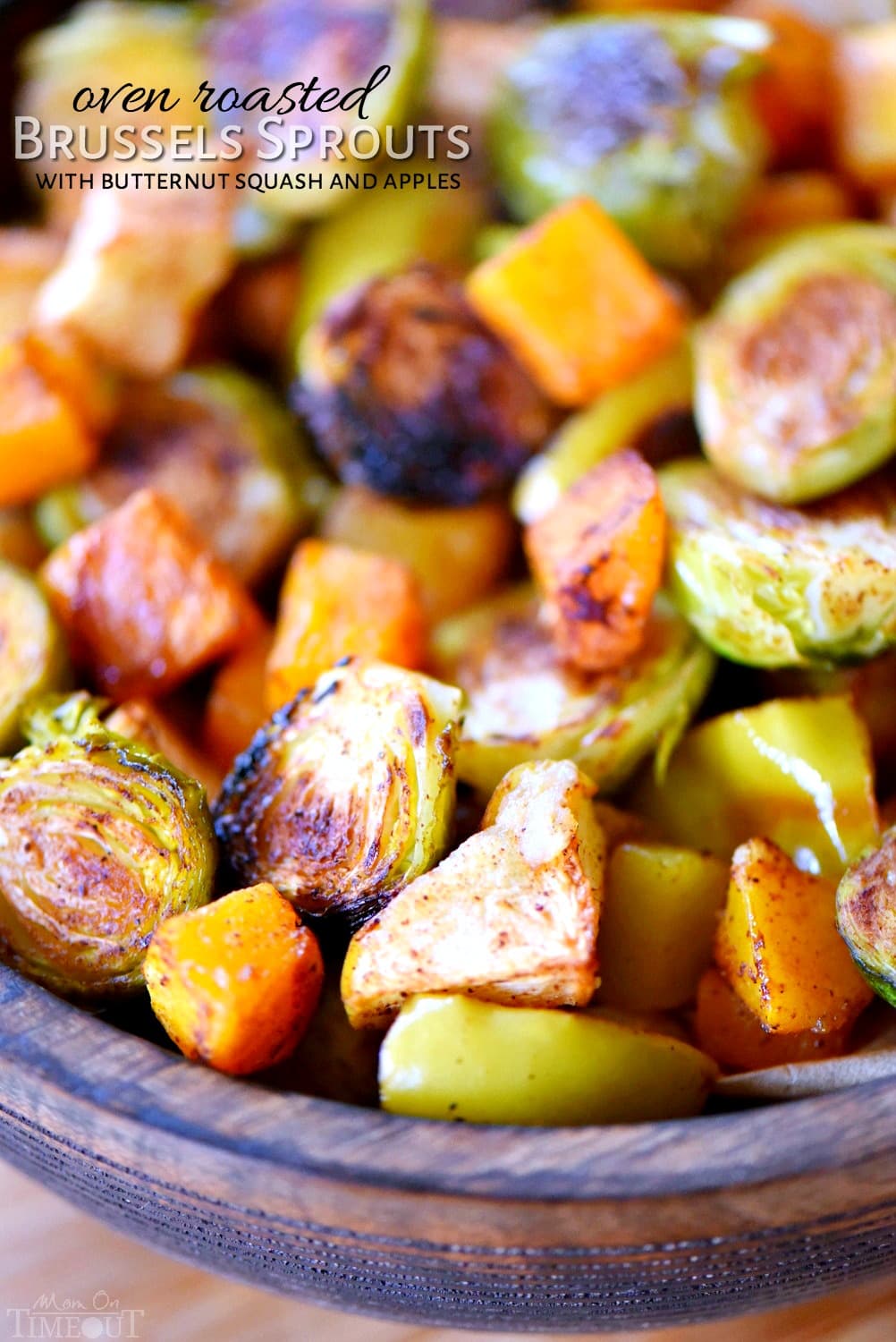 oven roasted brussels sprouts recipe in serving bowl