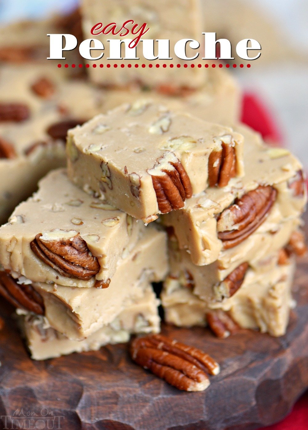 This wonderfully easy Penuche recipe will blow you away with it's amazing brown sugar flavor and creamy texture! Perfect for the holidays and a tasty addition to cookie trays and dessert tables! // Mom On Timeout