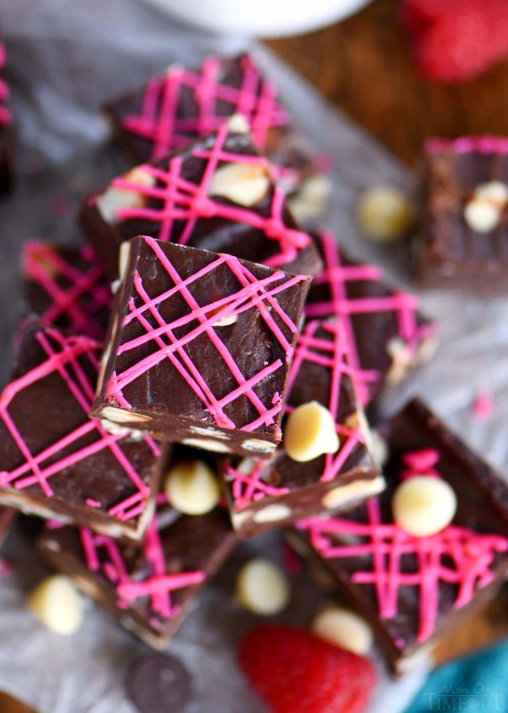 Fudge doesn’t get better or easier than this Dark Chocolate Raspberry Fudge made with sweetened condensed milk and bittersweet chocolate.