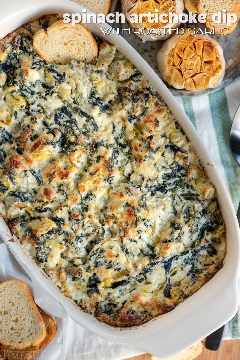 Spinach Artichoke Dip With Roasted Garlic Mom On Timeout