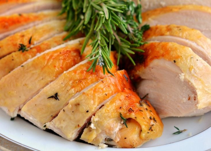 slow cooker turkey breast recipe sliced on platter