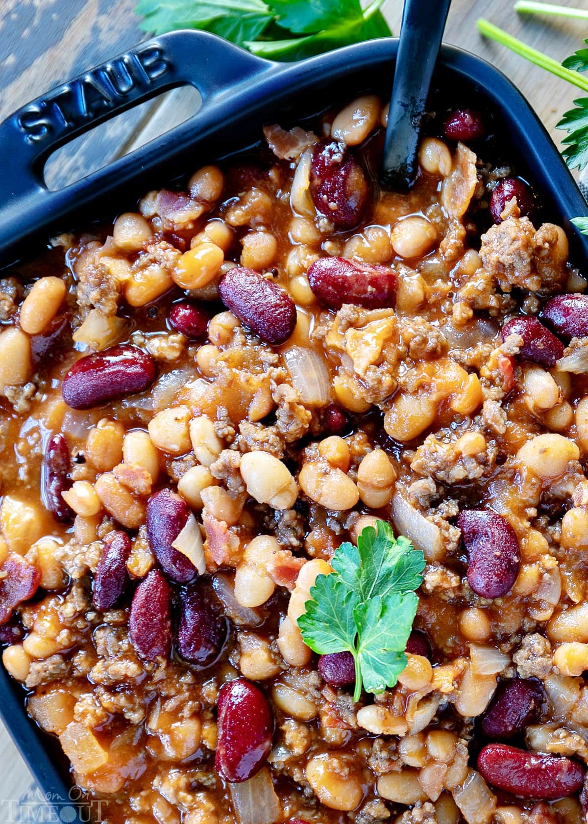 The BEST Slow Cooker Cowboy Beans - Mom On Timeout
