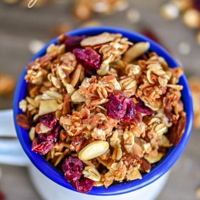 easy homemade granola recipe with cranberries coconut and almonds