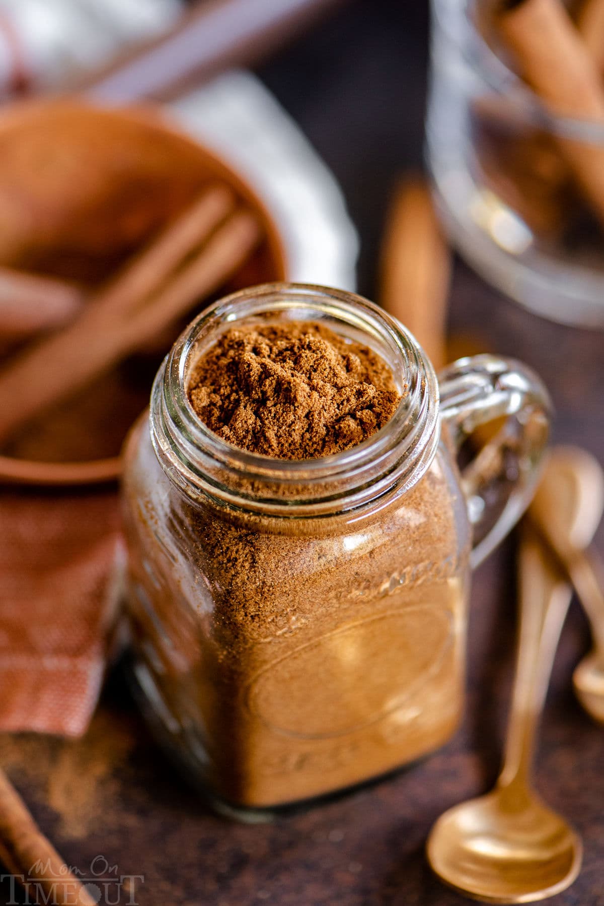 Pumpkin pie spice in small spice bottle ready to be used in recipes.