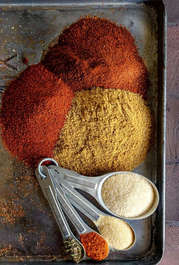 taco seasoning on baking sheet