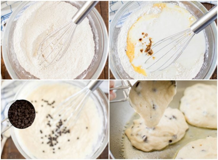 how to make Chocolate Chip Pancakes collage