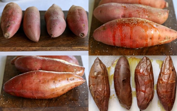 how to bake sweet potatoes collage