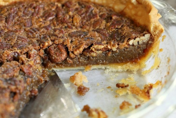 pecan pie baked in pie plate 750