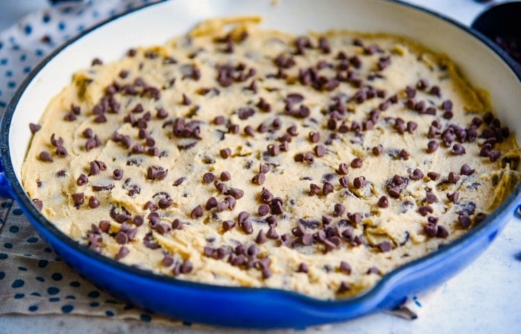 Pizookie AKA Chocolate Chip Skillet Cookie - Building Feasts