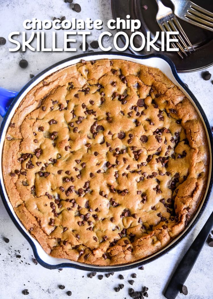 Chocolate Chunk Skillet Cookie with Vanilla Ice Cream - Dad With A Pan