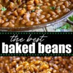 easy crockpot baked beans recipe collage