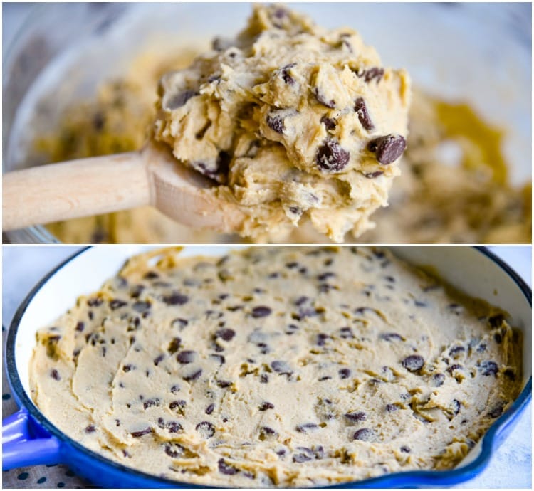 pizookie cookie dough in skillet