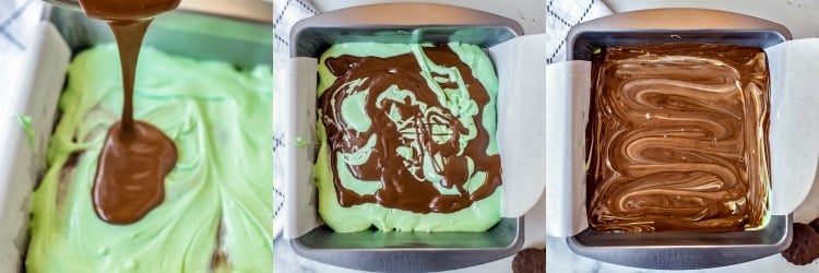 how to make mint chocolate bark collage 2