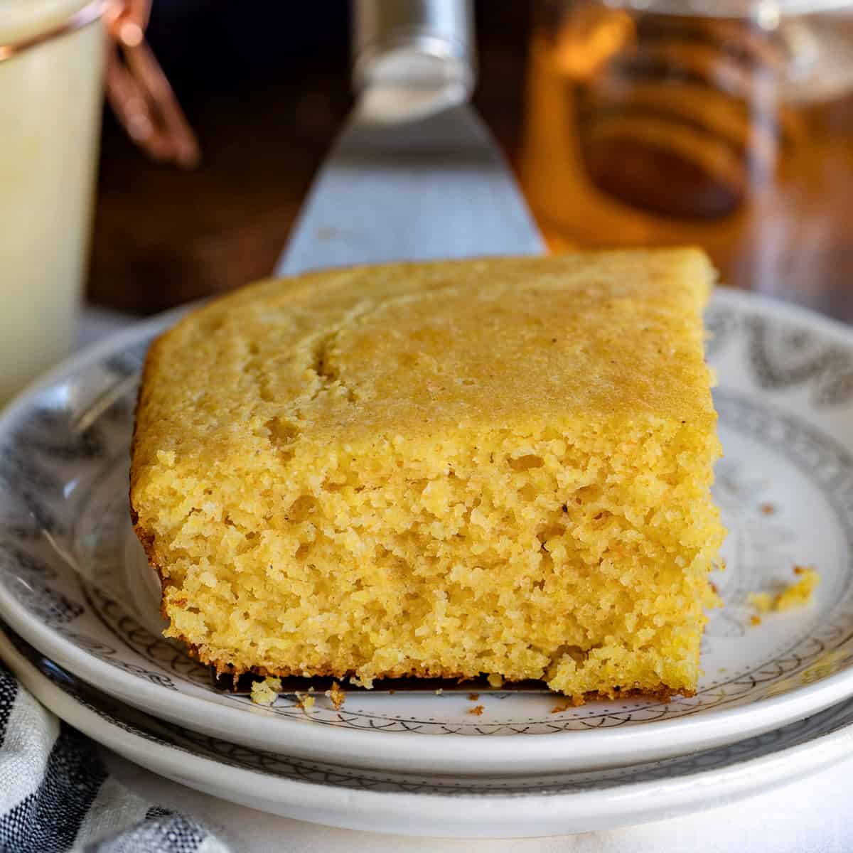 piece of cornbread on plate