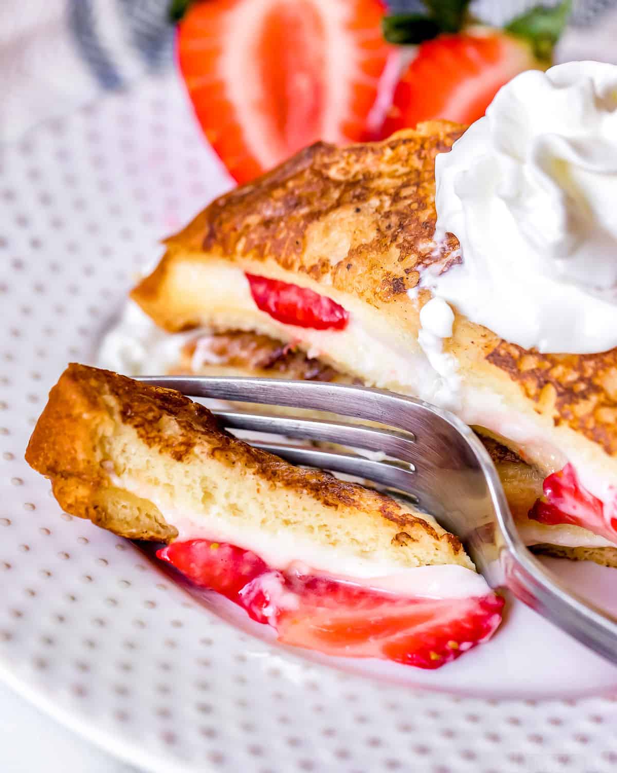 bite of stuffed french toast recipe